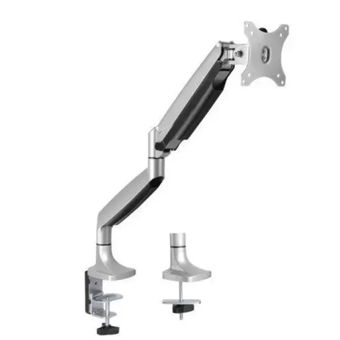 TOOQ SOPORTE DE MESA CON BRAZO ARTICULADO PARA MONITOR DE 13-32 - GIRATORIO E INCLINABLE - PISTON DE GAS - PESO MAX 9KG - VESA 100X100MM - COLOR ALUMINIO