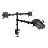 TOOQ SOPORTE DE MESA PARA 2 MONITORES DE 17-32 + BANDEJA PARA PORTATIL - GESTION DE CABLES - PESO MAX 9KG X BRAZO - VESA 100X100MM