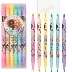 TOP MODEL ROTULADORES PASTEL PUNTA NORMAL + PINCEL 6 ROTULADORES