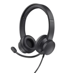 TRUST AURICULARES CON CABLE PARA PORTATIL - MICROFONO AJUSTABLE - DIADEMA AJUSTABLE - CONTROL DE VOLUMEN - COLOR NEGRO