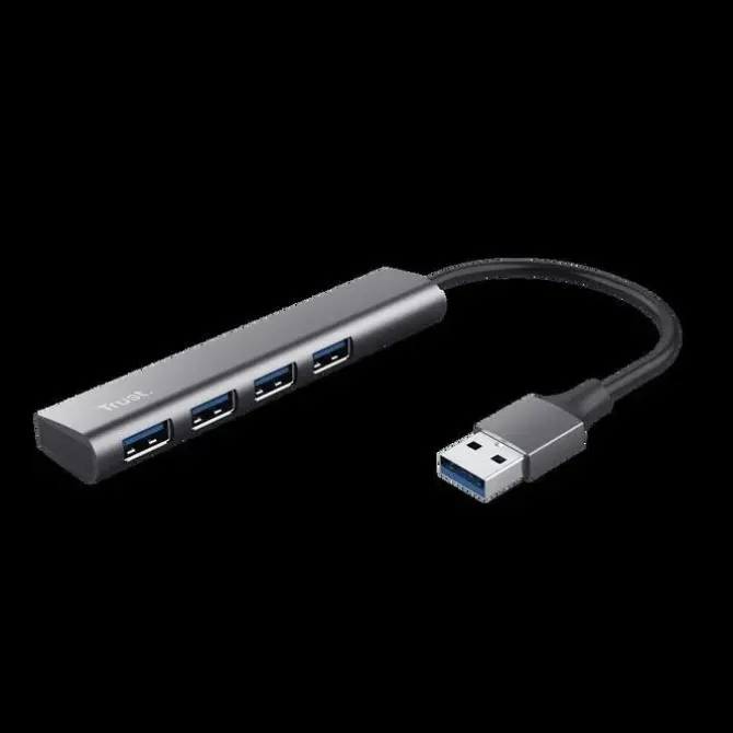TRUST HUB USB DE ALUMINIO HALYX - 4 PUERTOS USB-A - VELOCIDAD DE 5 GBPS - COMPACTO Y RESISTENTE - CONEXION SENCILLA