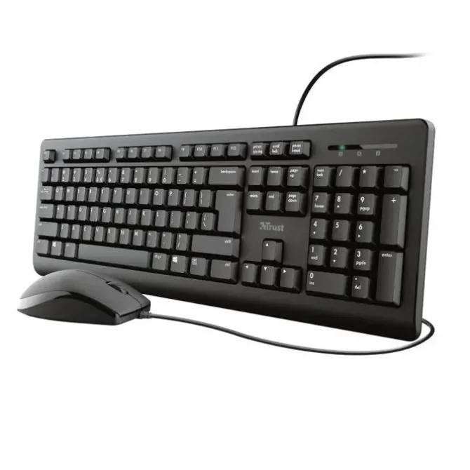 TRUST TKM250 PACK USB TECLADO 104 TECLAS + RATON 3 BOTONES - TECLAS SILENCIOSAS - RESISTENTE A VERTIDOS - USO AMBIDIESTRO - CABLE DE 1.80M - COLOR NEGRO
