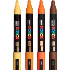 UNI POSCA PC5 MEDIO 4 COLORES MADERA NARANJA NARANJA CLARO AMRILLO PAJIZO MARRON 182634553