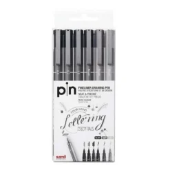 UNI-BALL ESTUCHE LETTERING CALIBRADOS 0,3 0,7 1,2 PINCEL NEGRO GRIS OSCURO Y CLARO 182634356