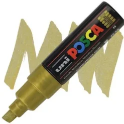 UNI-BALL MARCADOR DE PINTURA BASE AGUA PC-8K POSCA PUNTA BISELADA TRAZO 8 MM METALICO ORO REF. PC-8K01300