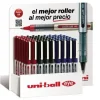UNI-BALL ROLLER EYE MICRO BOLIGRAFO DE TINTA LIQUIDA - PUNTA DE ACERO INOXIDABLE 0,5 MM - TRAZO DE 0,3 MM - VISOR DE TINTA - CLIP METALICO - COLORES SURTIDOS - EXPOSITOR DE 54 UD