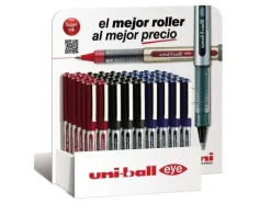 UNI-BALL ROLLER EYE MICRO BOLIGRAFO DE TINTA LIQUIDA - PUNTA DE ACERO INOXIDABLE 0,5 MM - TRAZO DE 0,3 MM - VISOR DE TINTA - CLIP METALICO - COLORES SURTIDOS - EXPOSITOR DE 54 UD