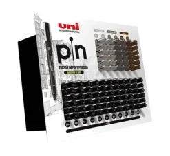 UNI-BALL ROTULADOR CALIBRADO UNI PIN EXPOSITOR 102 UD. - PUNTA POLIACETAL DE VARIOS GROSORES - TINTA RESISTENTE AL AGUA Y A LA LUZ - COLOR NEGRO, SEPIA, GRIS CLARO Y OSCURO