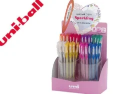 UNI-BALL SIGNO SPARKLING BOLIGRAFO DE GEL - PUNTA DE ACERO INOXIDABLE 1 MM. - TRAZO 0.65 MM. APROX. - TINTA GEL - COLORES SURTIDOS EFECTO PURPURINA - EXPOSITOR DE 48 UD