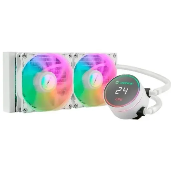 UNYKACH AQUASTORM 240 KIT DE REFRIGERACION LIQUIDA - 2 VENTILADORES DE 120MM - ILUMINACION RGB - VISUALIZACION TEMPERATURA CPU - TUBO DE 335MM