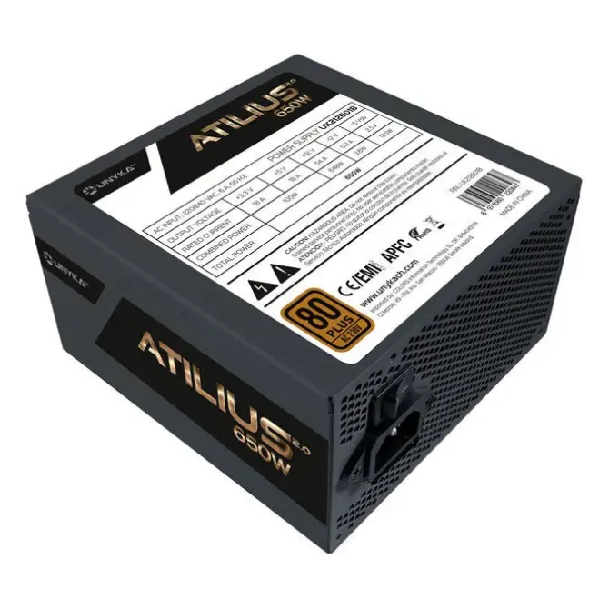 UNYKACH ATILIUS 2.0 BLACK 650W 80 PLUS BRONZE FUENTE DE ALIMENTACION 650W ATX 2.3 - APFC - VENTILADOR 120MM