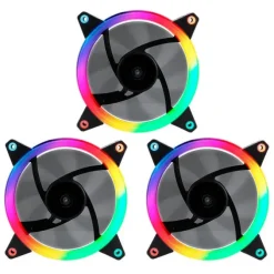 UNYKACH CANDY 30 PACK DE 3 VENTILADORES 120MM CON ILUMINACION ARGB - VELOCIDAD MAX. 1500RPM - CONTROLADORA Y MANDO A DISTANCIA - COLOR NEGRO