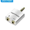 VENTION ADAPTADOR AUDIO JACK 3.5 MACHO A 2X JACK 3.5 HEMBRA - COLOR BLANCO