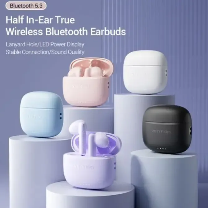 VENTION AURICULARES BLUETOOTH 5.3 CON ESTUCHE DE CARGA - 6H AUTONOMIA - ELF E03 - COLOR AZUL