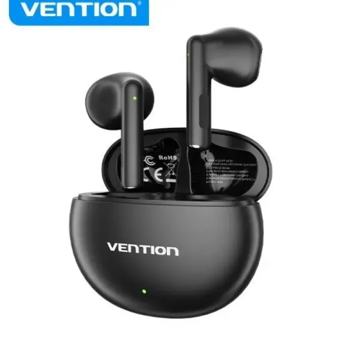 VENTION AURICULARES BLUETOOTH 5.3 CON ESTUCHE DE CARGA - 6H AUTONOMIA - ELF 06 - COLOR NEGRO