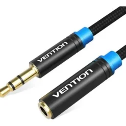 VENTION CABLE ALARGADOR ESTEREO JACK 3.5 MACHO A JACK 3.5 HEMBRA - 1M - COLOR NEGRO
