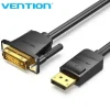 VENTION CABLE CONVERSOR DISPLAYPORT MACHO A DVI MACHO - 2M - COLOR NEGRO