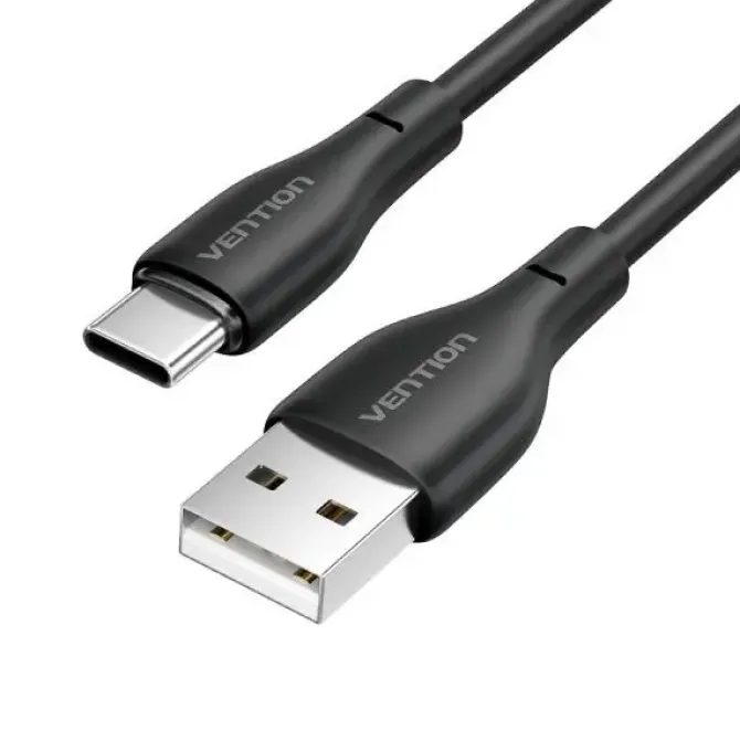 VENTION CABLE DE CARGA INTERFAZ USB-A/USB-C - VELOCIDAD 480MBPS - ALIMENTACION 3A - POTENCIA 15W - COLOR NEGRO