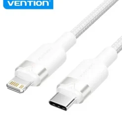 VENTION CABLE DE CARGA USB-C/LIGHTNING - ALUMINIO TRENZADO - 480MBPS - 3A - 27W MAX - COLOR BLANCO