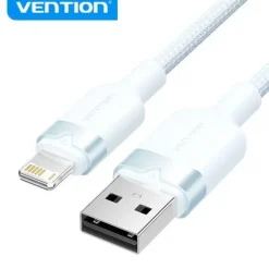 VENTION CABLE DE CARGA USB-A/LIGHTNING - ALUMINIO Y ALGODON TRENZADO - 480MBPS - 2.4A - COLOR AZUL