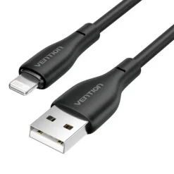 VENTION CABLE DE CARGA USB-A/LIGHTNING - TPE DURADERO - TRANSFERENCIA 480MBPS - ALIMENTACION 2A - POTENCIA 10W MAX - COLOR NEGRO