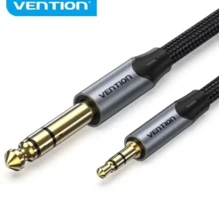 VENTION CABLE DE CONEXION STEREO - JACK 3.5MM A JACK 6.3MM - CONTACTOS DORADOS - HILO DE COBRE ESTAÑADO - AISLAMIENTO PVC - COLOR GRIS
