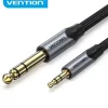 VENTION CABLE DE CONEXION STEREO - JACK 3.5MM A JACK 6.3MM - 5M - CONTACTOS DORADOS - AISLAMIENTO PVC - COLOR GRIS