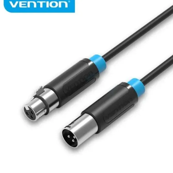 VENTION CABLE DE MICROFONO XLR - CONECTORES BAÑADOS EN ORO - CONDUCTOR DE BRONCE ESMALTADO - COLOR NEGRO
