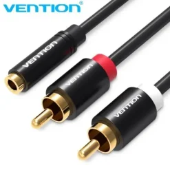 VENTION CABLE ESTEREO JACK 3.5 HEMBRA A 2X RCA MACHO - 1M - COLOR NEGRO