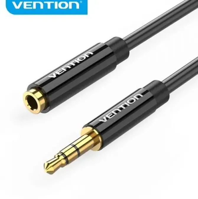 VENTION CABLE EXTENSION ESTEREO JACK 3.5 MACHO A JACK 3.5 HEMBRA - 1M - COLOR NEGRO