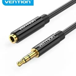 VENTION CABLE EXTENSION ESTEREO JACK 3.5 MACHO A JACK 3.5 HEMBRA - 0.5M - COLOR NEGRO