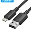 VENTION CABLE USB 2.0 LIGHTNING - TRANSMISION 480MBPS - SALIDA 2.4A - CONDUCTOR BRONCE ENLATADO - COLOR NEGRO