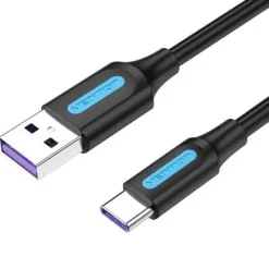 VENTION CABLE USB 2.0 MACHO A USB-C MACHO - 5A - 100W - 480MBPS - 0.25M - COLOR NEGRO