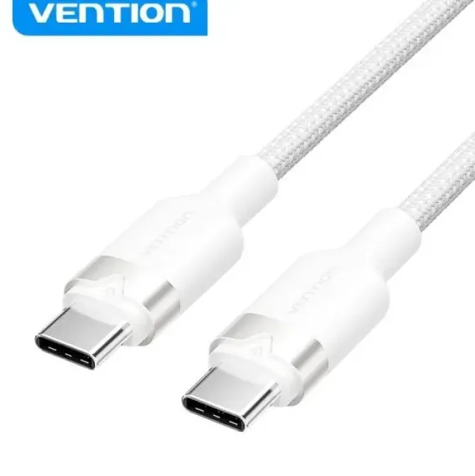 VENTION CABLE USB 2.0 NIQUELADO - 60W - 3A - 480MBPS - PVC + ALUMINIO - COLOR BLANCO