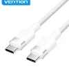 VENTION CABLE USB 2.0 NIQUELADO - 60W - 3A - 480MBPS - 2M - PVC + ALUMINIO - COLOR BLANCO