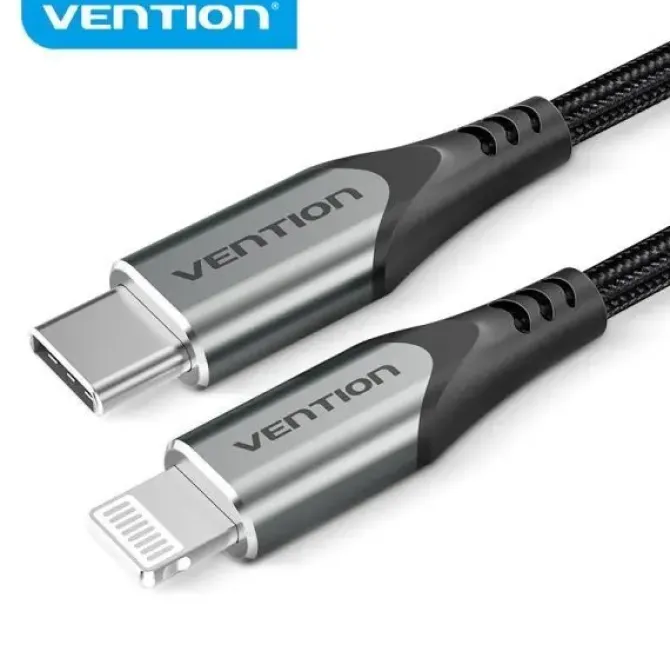 VENTION CABLE USB-C A LIGHTNING 3A 27W 480MBPS MFI - 2M - COLOR GRIS