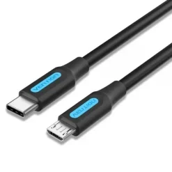 VENTION CABLE USB-C MACHO A MICROUSB MACHO - 2A 10W 480MBPS 2M - COLOR NEGRO