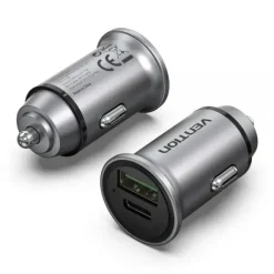 VENTION CARGADOR DE COCHE 20W 2XUSB (A+C) QC4.0 3.4A - DISEÑO MINI - ALUMINIO GRIS