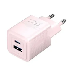 VENTION CARGADOR DE PARED GAN 2 PUERTOS USB (C+A) (30W/30W) - CARGA RAPIDA EU - COLOR ROSA