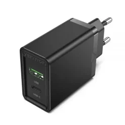 VENTION CARGADOR DE PARED USB (C+A) 3.4A 20W PD3.0/QC4.0 - CARGA RAPIDA - COLOR NEGRO