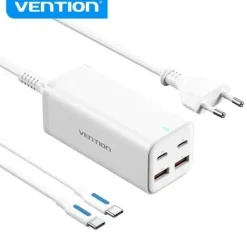 VENTION CARGADOR GAN DE SOBREMESA 4 PUERTOS FBSBG-EU PD100W CON KIT DE CABLE - EU - COLOR BLANCO