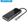 VENTION DOCKING STATION 9 EN 1 USB-C A HDMI 4K/USB3.0X3/RJ45/SD/TF/TRRS 3.5MM/PD - 0.15M - COLOR GRIS ESPEJO