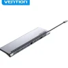 VENTION DOCKING STATION 11 EN 1 USB-C A HDMI/VGA/USB-C/USB 3.0X2/USB2.0/RJ45/SD/TF/AUDIO JACK/PD100W - 0.25M - COLOR GRIS METALIZADO