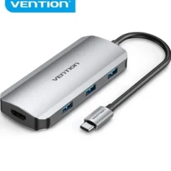 VENTION DOCKING STATION 6 EN 1 USB-C A HDMI 4K/3XUSB3.0/USB-C GEN1/PD100W - 0.15M - COLOR GRIS
