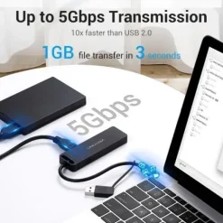 VENTION HUB 6 EN 1 USB 3.0 A USB3.0X3/TF/SD/MICRO-B - 0.15M - COLOR NEGRO