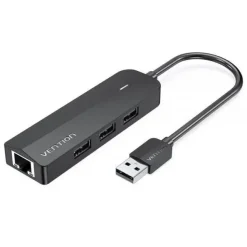 VENTION HUB 5 EN 1 USB 2.0 A 3XUSB2.0/MICROUSB/RJ45 - 0.15M - COLOR NEGRO