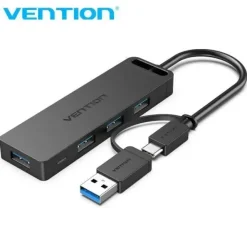 VENTION HUB 5 EN 1 USB 3.0 Y USB-C A 4XUSB/USB-C PD - 0.15M - COLOR NEGRO