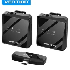 VENTION MICROFONO CLIP INALAMBRICO USB-C - CALIDAD DE AUDIO 32 KHZ - LATENCIA 20 MS - BATERIA 26H - RANGO 50M - CANCELACION DE RUIDO - COLOR NEGRO
