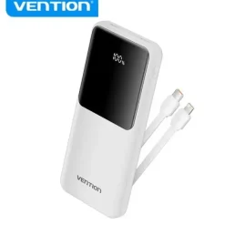 VENTION POWER BANK 10.000MAH - MULTIPLES INTERFACES USB - CARGA RAPIDA - SALIDA TOTAL 3A - COLOR BLANCO