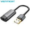 VENTION TARJETA DE SONIDO USB-A A JACK 3.5 HEMBRA - COLOR GRIS